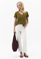 Bayan Yeşil Keten Karışımlı Tişört