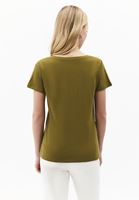 Bayan Yeşil Keten Karışımlı Tişört