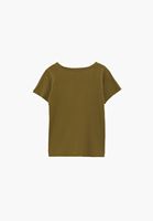 Bayan Yeşil Keten Karışımlı Tişört