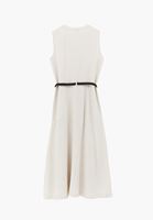 Bayan Bej Keten Karışımlı Kemerli Elbise