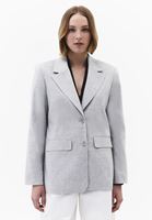 Bayan Gri Keten Karışımlı Oversize Blazer Ceket