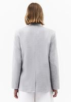 Bayan Gri Keten Karışımlı Oversize Blazer Ceket