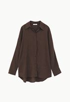 Bayan Kahverengi Keten Düğmeli Gömlek