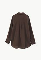 Bayan Kahverengi Keten Düğmeli Gömlek