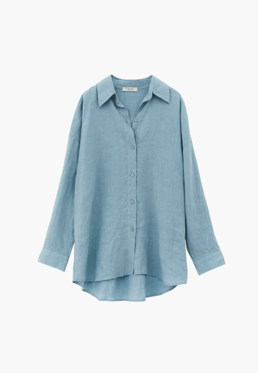 Keten Gömlek ve Barrel-Fit Denim Kombini