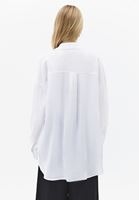 Bayan Beyaz Keten Düğmeli Gömlek