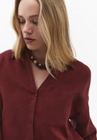 Bayan Bordo Keten Oversize Gömlek