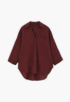 Bayan Bordo Keten Oversize Gömlek