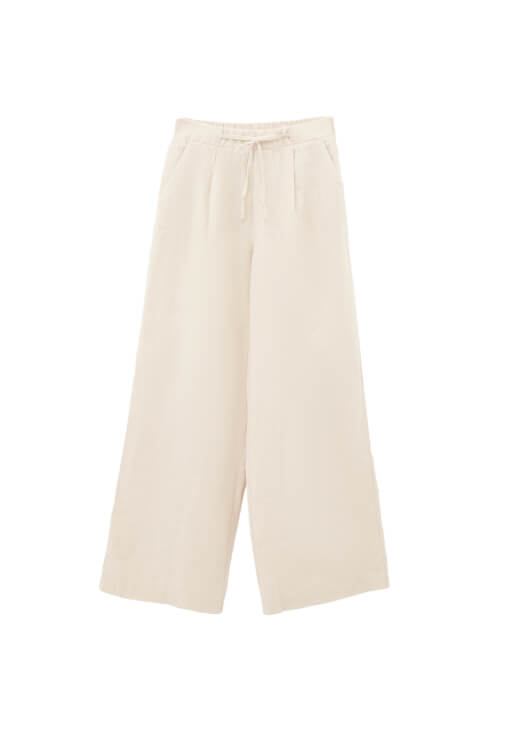 Keten Bol Paça Pantolon ve U Yaka Atlet Kombini