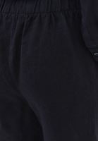 Bayan Siyah Keten Wide-Leg Pantolon