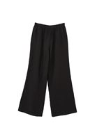 Bayan Siyah Keten Wide-Leg Pantolon