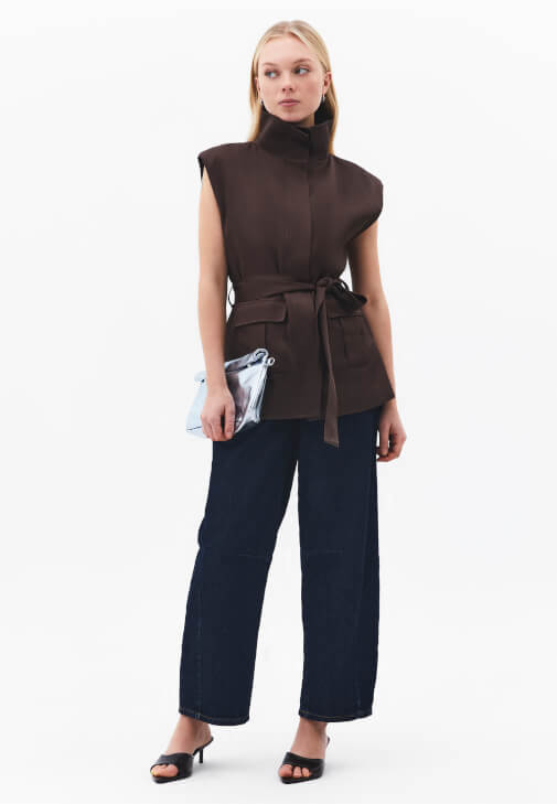  Keten Yelek ve Keten Culotte Pantolon Kombini