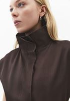 Bayan Kahverengi Keten Karışımlı Kargo Cepli Yelek