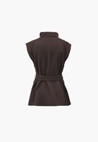 Bayan Kahverengi Keten Karışımlı Kargo Cepli Yelek