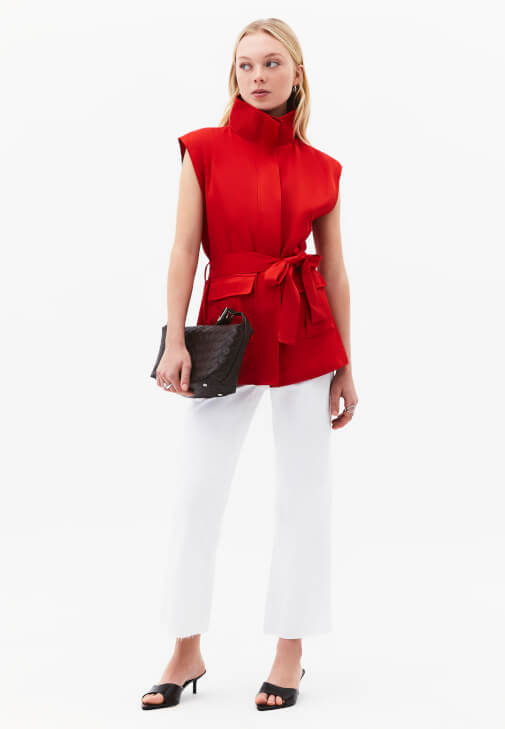  Keten Yelek ve Kick Flare Pantolon Kombini