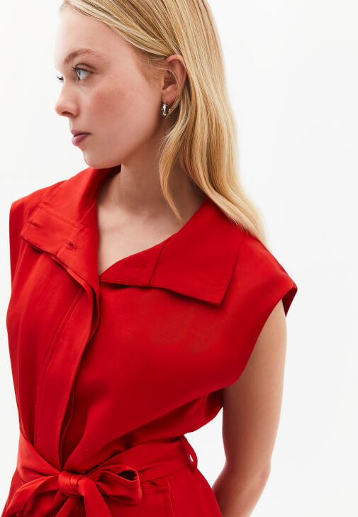 Keten Yelek ve Kick Flare Pantolon Kombini