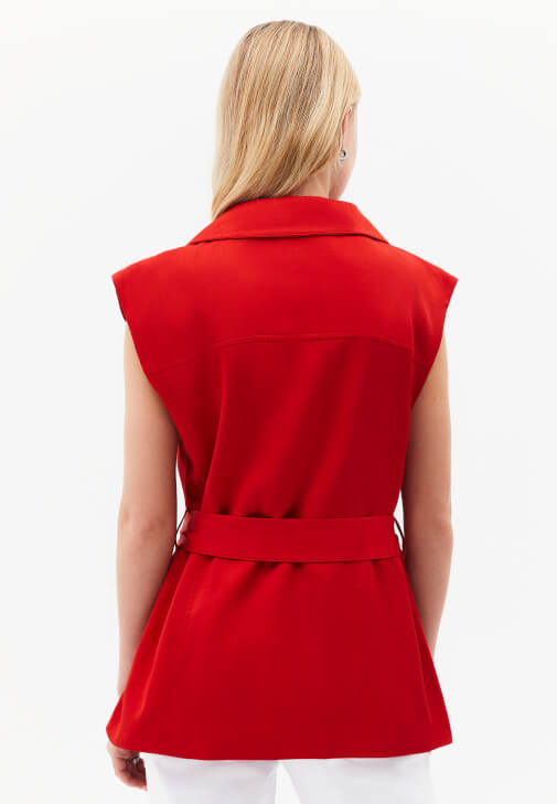 Keten Yelek ve Kick Flare Pantolon Kombini