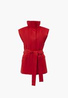 Bayan Kırmızı Keten Karışımlı Kargo Cepli Yelek