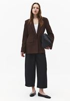 Bayan Kahverengi Keten Karışımlı Oversize Ceket