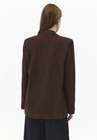 Bayan Kahverengi Keten Karışımlı Oversize Ceket