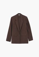 Bayan Kahverengi Keten Karışımlı Oversize Ceket