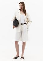 Bayan Bej Keten Karışımlı Oversize Ceket