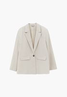 Bayan Bej Keten Karışımlı Oversize Ceket