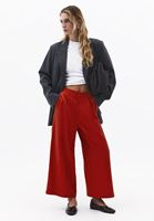 Bayan Kırmızı Keten Karışımlı Culotte Pantolon