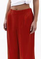 Bayan Kırmızı Keten Karışımlı Culotte Pantolon