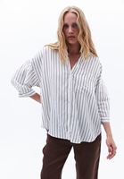 Bayan Kahverengi Keten Karışımlı Oversize Gömlek