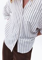 Bayan Kahverengi Keten Karışımlı Oversize Gömlek