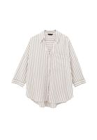 Bayan Kahverengi Keten Karışımlı Oversize Gömlek