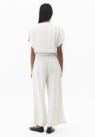 Bayan Bej Keten Karışımlı Kemerli Tulum