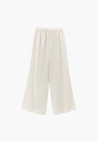 Bayan Bej Keten Karışımlı Wide-Leg Pantolon