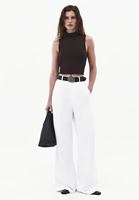Bayan Beyaz Keten Karışımlı Wide-Leg Pantolon
