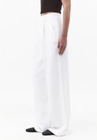 Bayan Beyaz Keten Karışımlı Wide-Leg Pantolon