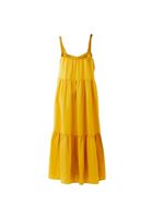 Bayan Sarı Keten Karışımlı Uzun Elbise