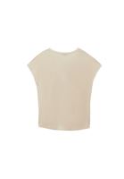 Bayan Krem Keten Karışımlı V Yaka Tişört