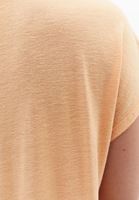 Bayan Turuncu Keten Karışımlı V Yaka Tişört