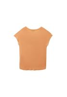 Bayan Turuncu Keten Karışımlı V Yaka Tişört