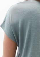 Bayan Yeşil Keten Karışımlı V Yaka Tişört