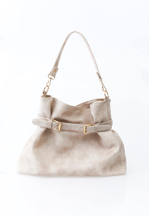 Krem Büzgülü Kol Çantası