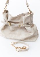 Bayan Krem Büzgülü Kol Çantası