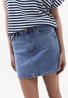 Bayan Mavi Yüksek Bel Mini Denim Etek