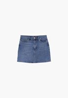 Bayan Mavi Yüksek Bel Mini Denim Etek