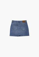 Bayan Mavi Yüksek Bel Mini Denim Etek