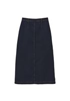 Bayan Mavi Yüksek Bel Yırtmaçlı Denim Etek