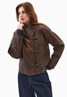 Bayan Kahverengi Vegan Deri Yıkamalı Ceket