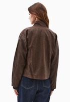 Bayan Kahverengi Vegan Deri Yıkamalı Ceket