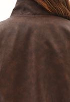 Bayan Kahverengi Vegan Deri Yıkamalı Ceket